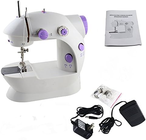 Portable Sewing Machine, Eletric Household Tool with Light Foot Pedal, Advanced Double Thread and Speed