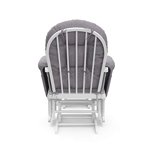 Storkcraft Premium Hoop Glider and Ottoman (White Base, Gray Swirl