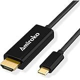 USB-C to HDMI Cable, Amiroko USB 3.1 Type C (Thunderbolt 3 Compatible) to HDMI 4K Cable Adapter for Macbook Pro 2016, Macbook 12", Samsung Galaxy S8/S8+ etc to HDTV, Monitor, Projector (6FT)