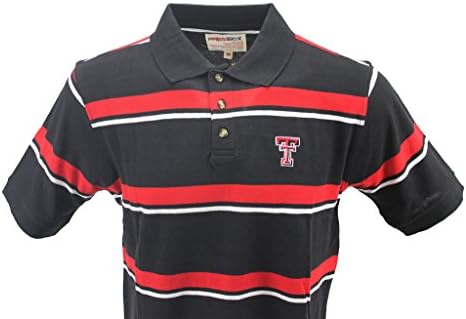 Pressbox Men's Texas Tech Red Raiders Black with Stripes Polo Shirt,Medium,Red Raiders