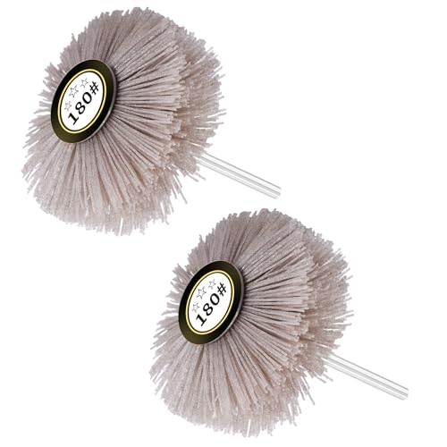 Focmkeas 2pcs Nylon Wheel Brush, 180 Grit, 6mm Shank at Amazon