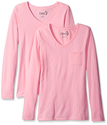 Hanes Women's Long Sleeve Jersey V-Neck 