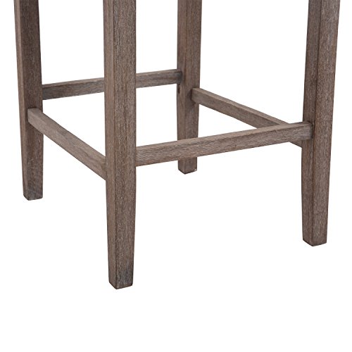 HOMCOM 40" Fabric Upholstered Tufted Counter Stool with Wood Legs Set of 2 - Grey