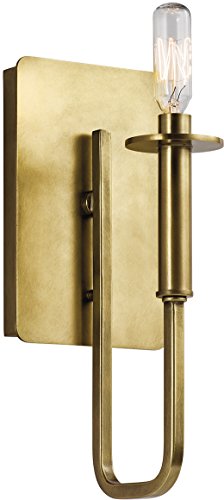 Kichler 43363NBR Alden Wall Sconce, 1 Light Incandescent 60 Watts, Natural Brass