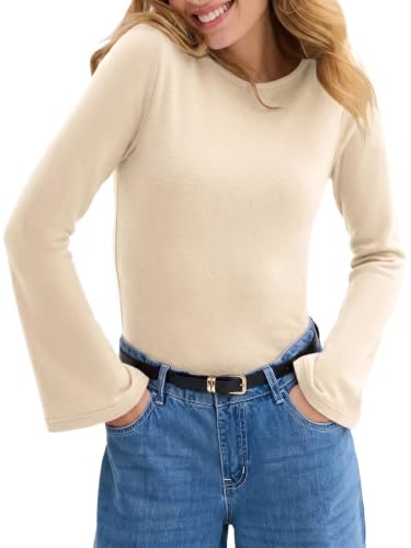 Tankaneo Womens Bell Long Sleeve Thermal Shirts Basic Fleece… at Amazon