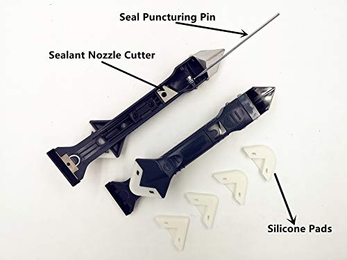 Tipu Multi-Function 5 in 1 Silicone Caulking Tool, Sealant Removal Tool with 5 Pieces Tool Kit & Sealed Nozzle Unclogger & Sealant Nozzle Cutter - Thumbnail 2