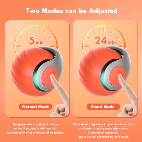 Gerbala Cat Toys, Electric Cat Toy Ball, 2025 New Magic Ball for Dogs, Cats in Smart Home Automatic Rolling (Orange)