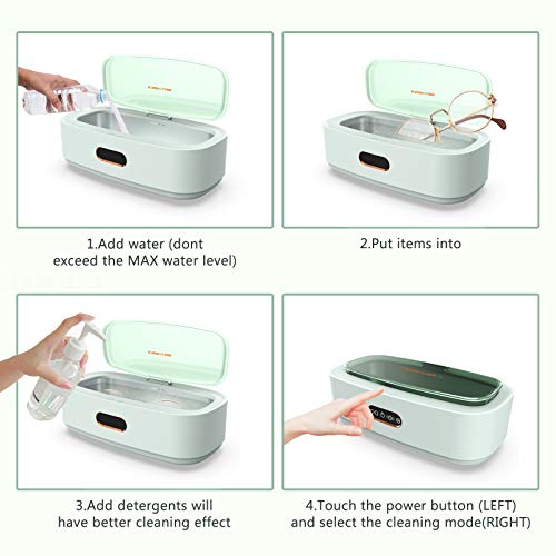 Venussar Ultraschallreinigungsgerät, 300ml Ultraschallreiniger, Mini Ultraschallreinigungsgerät Brille Uhren Schmuck Ringe Halsketten Zahnprothese