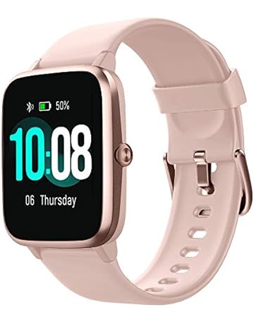 Smartwatch, Reloj Inteligente Impermeable IP68 con Monitor de Sueño Pulsómetro Podómetro Caloría GPS para Deporte, Smartwatch Reloj Inteligente Mujer Niños Despertador para Android iPhone-Rosa