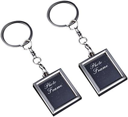 Alasida 2Pcs Creative Key Ring Metal Keychain Key Holder with Buckle Insert Photo Picture Frame