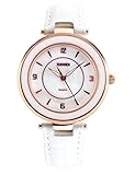 Fashion Classic Rose Gold Women' Cute Watch,Waterproof Analog Quartz Dress Sports Watch with White Dial and Leather Band