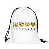 Halilu Nylon Drawstring Backpack Bag Emoji for Teens Grils Pull String Backpack Sackpack