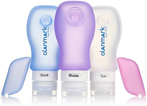 Travel Bottles - Leak Proof Travel Containers - TSA Approved Best Travel Bottle for Women - Toiletry Container for Man - Small Silicone Travel Bottles Set - Toothbrush Covers - 3 OZ Blue Purple White