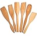 ECOSALL 6 Wooden Spoons for Cooking – Made in Ukraine 100% Natural Healthy Nonstick Wooden Spatula Spoons - Premium Solid Wood Cooking Utensils Set - Strong, Durable Eco Hardwood Beechwood Spoons Set