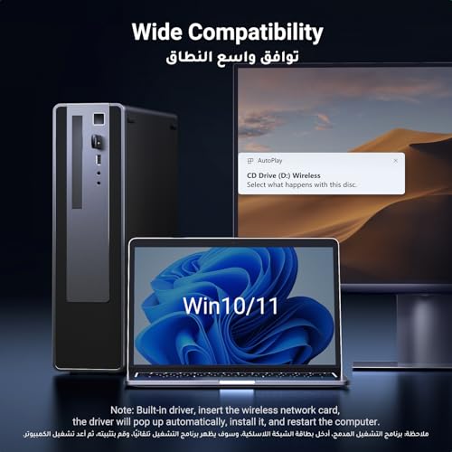 UGREEN AX900 WiFi Adapter, USB WiFi 6 Dongle Wireless Dual Band 5GHz/2.4GHz Network Adapter for Desktop Laptop, for Office/Home/Work/Gaming, Bulit-in Driver Only for Windows 10/11