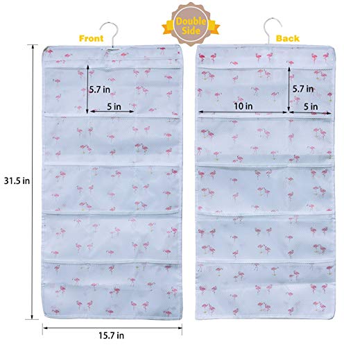 BB Brotrade Hanging Closet Organizers,Dual-Sided Hanging Underwear Organizers with Hanger,25 Mesh Pockets for Storage Bra, Socks,Lingerie,Makeup and Dorm Room Accessories (White)