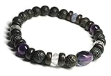 Unisex Gemstone Bracelet for Mental Well-being, Focus, Clarity, Anti Anxiety, thyroid, sleep, Stress Relief, Sleep aid, Lava stones, Fluorite,Lapis,Amethyst, Oil Diffuser,Aromatherapy