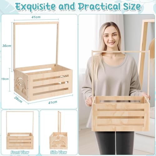 Dsocool Wooden Baby Shower Crate Closet With Hangers, Letters, Dividers - Easy Assembly Basket for Newborn Boys Girls - Pregnancy Gifts for New Parents