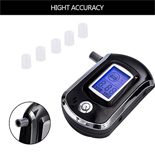 Breathalyzer,Portable Warning Digital Breath Alcohol Tester for Drivers or Home use with 5 mouthpieces - Thumbnail 3