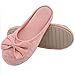 HomeTop Women’s Cozy Cashmere Cotton Closed Toe House Slippers With Cute Bow Accent (Medium/7-8 B(M) US, Pink)