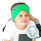 CozyPhones Kids Headphones Volume Limited with Ultra-Thin Speakers & Super Comfortable Soft Fleece Headband - Perfect Children's Earphones for Home and Travel - GREEN FROGGY