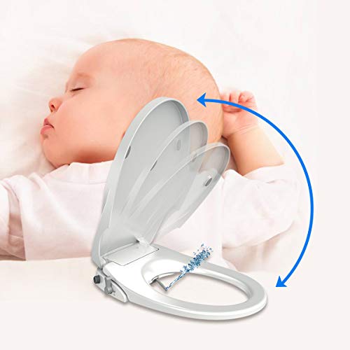 Uni-Green Elongated Manual Bidet Toilet Seat, White with Quiet-Close Lid and Seat, Self Clean Dual Wash Nozzles for Rear and Feminine Spray(Non-Electronic)
