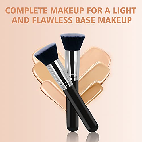 Makeup Brush Daubigny Flat Top Foundation Brush for Liquid Makeup Premium and Professional Make Up Foundation Brush Perfect for Mineral Foundation Highlight Flawless Powder Buffing Blending (Black)