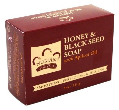 NUBIAN HERITAGE BAR SOAP,HONEY & BLKSEED, 5 OZ (Pack of 6)