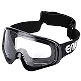 ENKEEO Motorcycle Goggles Anti-Scratch Cycling Googles Dust Proof Bendable Eyewear with Padded Soft Foam, Adjustable Strap for Adults' Cycling Skiing Climbing Shooting (Clear Lens)