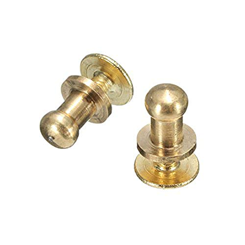 SummerHome Solid Brass Round Head Stud Screw Nail Rivet Button Screw Back Spots for Leather DIY,5mm,Pack of 25