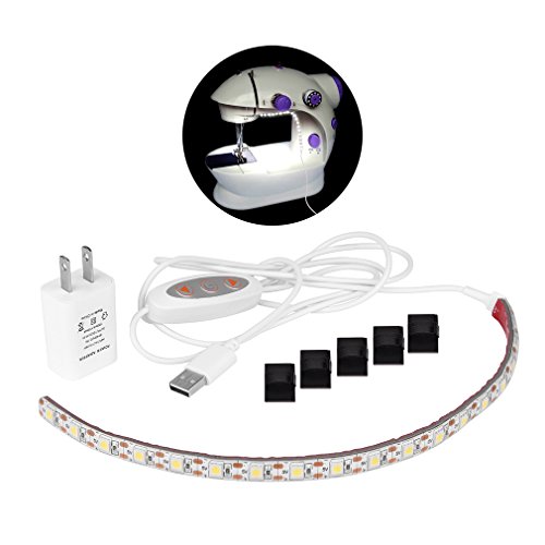 SUNWOW Sewing Machine LED Lighting Kit,Cold White with Button Dimmer and USB Power Supply, Waterproof with Premium 3M Adhesive Tape, Fits All Sewing Machines