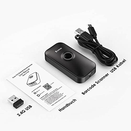 Eyoyo Mini 2D Bluetooth Barcode Scanner, 3 in 1 USB Wired/2.4G Wireless/Bluetooth Bar Code Reader Portable 1D QR Image Scanner PDF417 Data Matrix Code for iPad, iOS, Android