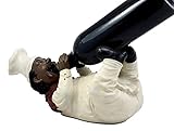 Ebros Black Head Chef Baker Bistro Cooking With Wine and Love Wine Oil Bottle Holder Figurine