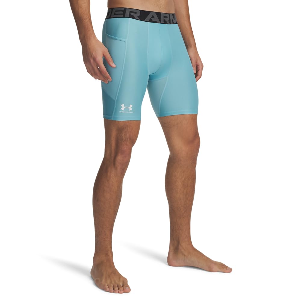 Under Armour Men's Armour HeatGear Compression Shorts, (425) Blue Haze / / White, XX-Large Tall Image