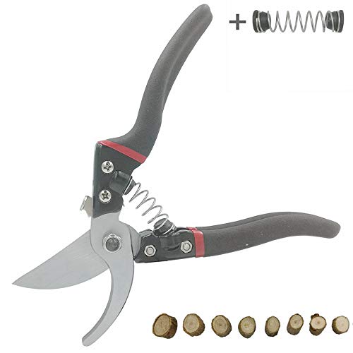 WOYESHENMU 8" Upgraded Pruning Shears £¨Germany 75CR1 Steel£, Professional Pruning Scissors for Garden, Sharp and Durable Bypass Pruner/Hand Pruners, Aluminum Alloy Handle Secateurs £¨Black£