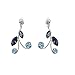 Glamorousky Blue Leaves Earrings with Blue Austrian Element Crystals