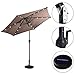 Giantex 9ft Outdoor Patio umbrella with Solar Lights, Table Market Umbrella with Crank and Push-button Tilt System, Solar LED Lighted Patio Umbrella for Backyard Deck Pool Beach (Tan)