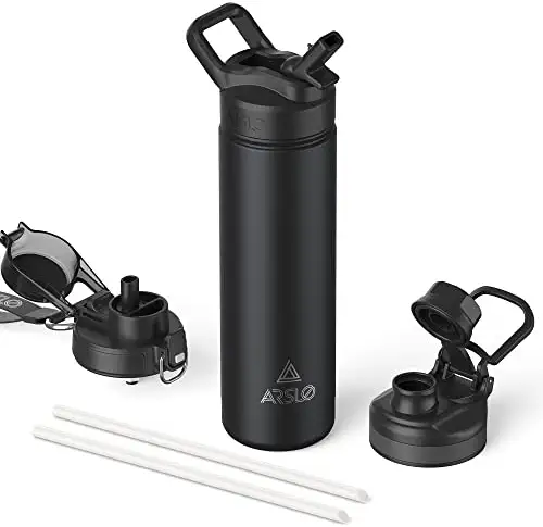 Arslo Stainless Steel Insulated Water Bottle - Double-Wall Vacuum, Straw Lid & Handle, Keeps Drinks Cold - View #7