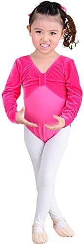 Girls Kids Ballet Dance Leotard Gymnastics Leotard Long Sleeve,good for ballet dance or gymnastic class (Pink, Age8-9 height 120-130cm)