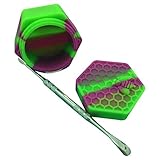 HONEYYE 26ml Purple 1pcs Silicone Container Hexagon Honeybee Oil Wax Dab Concentrate Jars +1 Siliver Tool