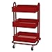 ECR4Kids 4-Tier Metal Rolling Utility Cart - Heavy Duty Mobile Storage Organizer, Red