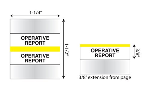 Tabbies Medical Chart Index Tabs"Operative Report" 1-1/4"W x 1/2"H, Yellow, 100 Tab Inserts Per Pack (54535)