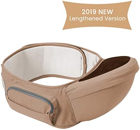 Wemk Baby Hip Seat Carrier Adjustable Longer Belt 49.2 inches/125cm Lightweight Ergonomic Waist Stool Multi-Position Baby Carrier for 0-36 Months Baby Toddler - Brown