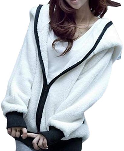 HANA+Dora Womens Fuzzy Zip Up Warm Fluffy Thick Jacket Coat Outerwear