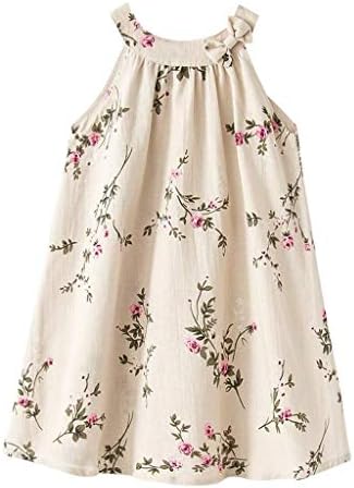 VEFSU Kids Baby Girls Sleeveless Bowknot Floral Print Princess Dress
