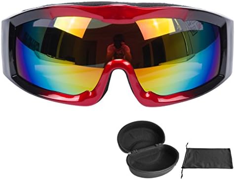 Snow Goggles Adult Anti-Fog Wide Angle Multicolor UV400 Snowboarding Ski Goggle for Men and Women-1PCS Ski Goggle&amp; 1 PCS Ski Goggle Case (Red)
