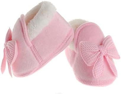 ZhiDa Baby Children Boys Girls Soft Sole Anti Slip Bowknot Prewalker Shoes (1, Pink)
