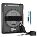 Cellular360 Shockproof Case for Apple iPad Air 2013, Car Headrest Mount Case with 360 Degrees Rotatable Kickstand, Handle and Adjustable Shoulder Strap Combo (Black)