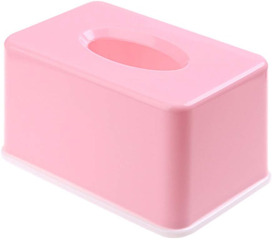 FILOL Modern Paper Rack Rectangle Shaped Tissue Box Container Towel Napkin Tissue Holder for Storage on Bathroom Vanity (Pink)