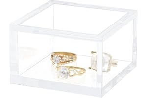 AITEE Small Acrylic Box with Lid, Clear Cube Display Case, Multi-Purpose Box Square Container for Holding Staples, Highlighters, Adhesive Tape, Paper Clips, Stamps, Display in Office or Home (Small)
